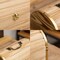 Vintiquewise Unfinished Wooden Treasure Chest Arched Lid Gold Metal Accents Front Locking Latch & Top Handle Decorative Storage Box with Natural Wood Grain Ideal for Trinkets Jewelry or Rustic Display